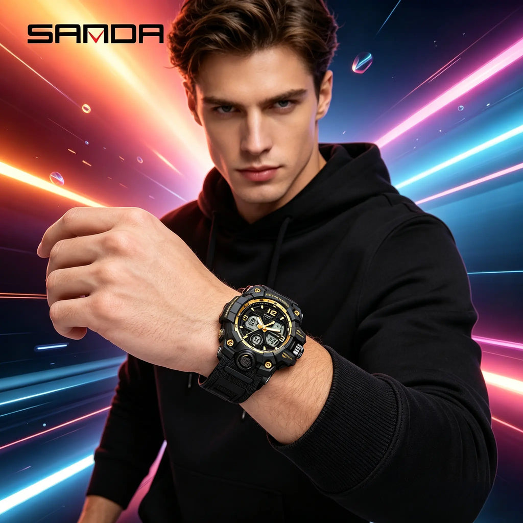 Men'S Sports Analog-Digital Watch, Waterproof Multifunctional Wristwatch with Luminous, Alarm, Calendar and Gift Box Outdoorfun Rose Gold Crystal Touch Screen