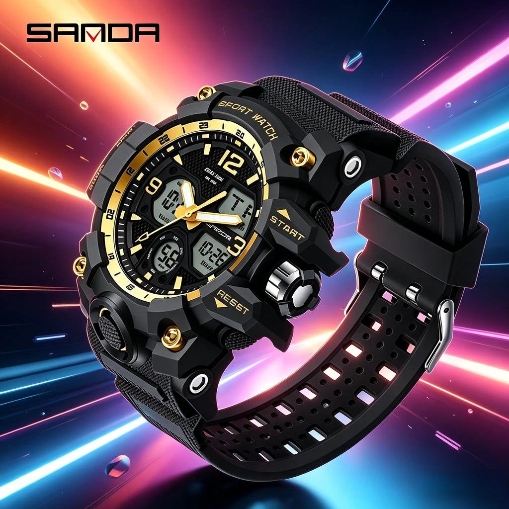 Men'S Sports Analog-Digital Watch, Waterproof Multifunctional Wristwatch with Luminous, Alarm, Calendar and Gift Box Outdoorfun Rose Gold Crystal Touch Screen