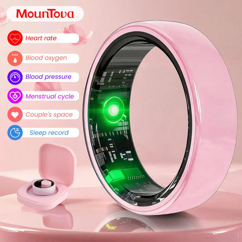 #6-#11 Pink White & Black Ceramic Smart Rings for Women & Men, Waterproof Wearable Fitness Trackers, Heart Rate, Stress & Cycle Monitor, Sleep Tracker, IP68 Waterproof, 5-7 Day Battery, Ios & Android Compatible with Charging Case, Couple Gift