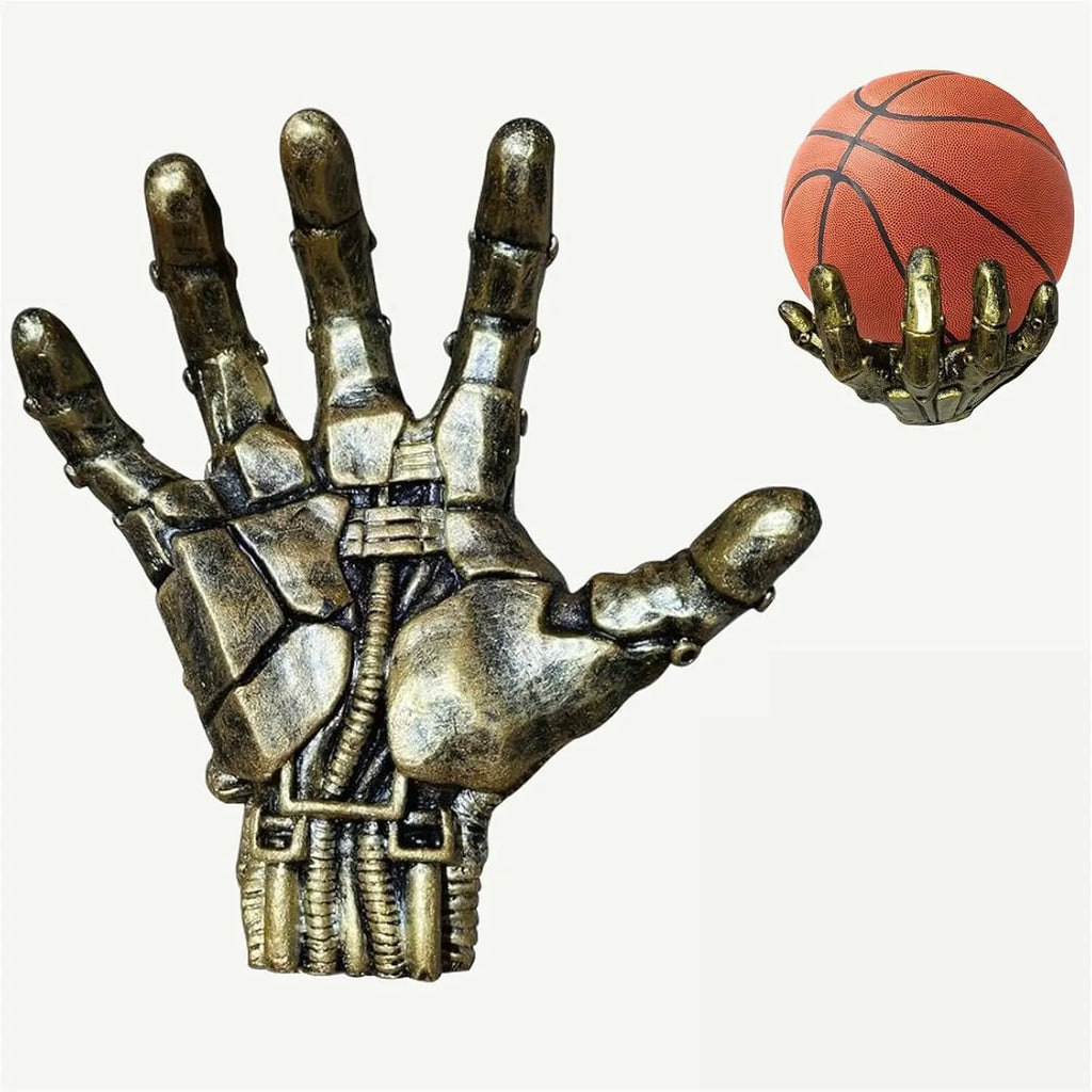 Basketball Holder, Hand Sculpture Ball Holder Wall Mount Art Decor Stand Basketball Storage Rack Organizer Display Case Man Cave for Football Soccer Gifts for Him Men Boys Gamers