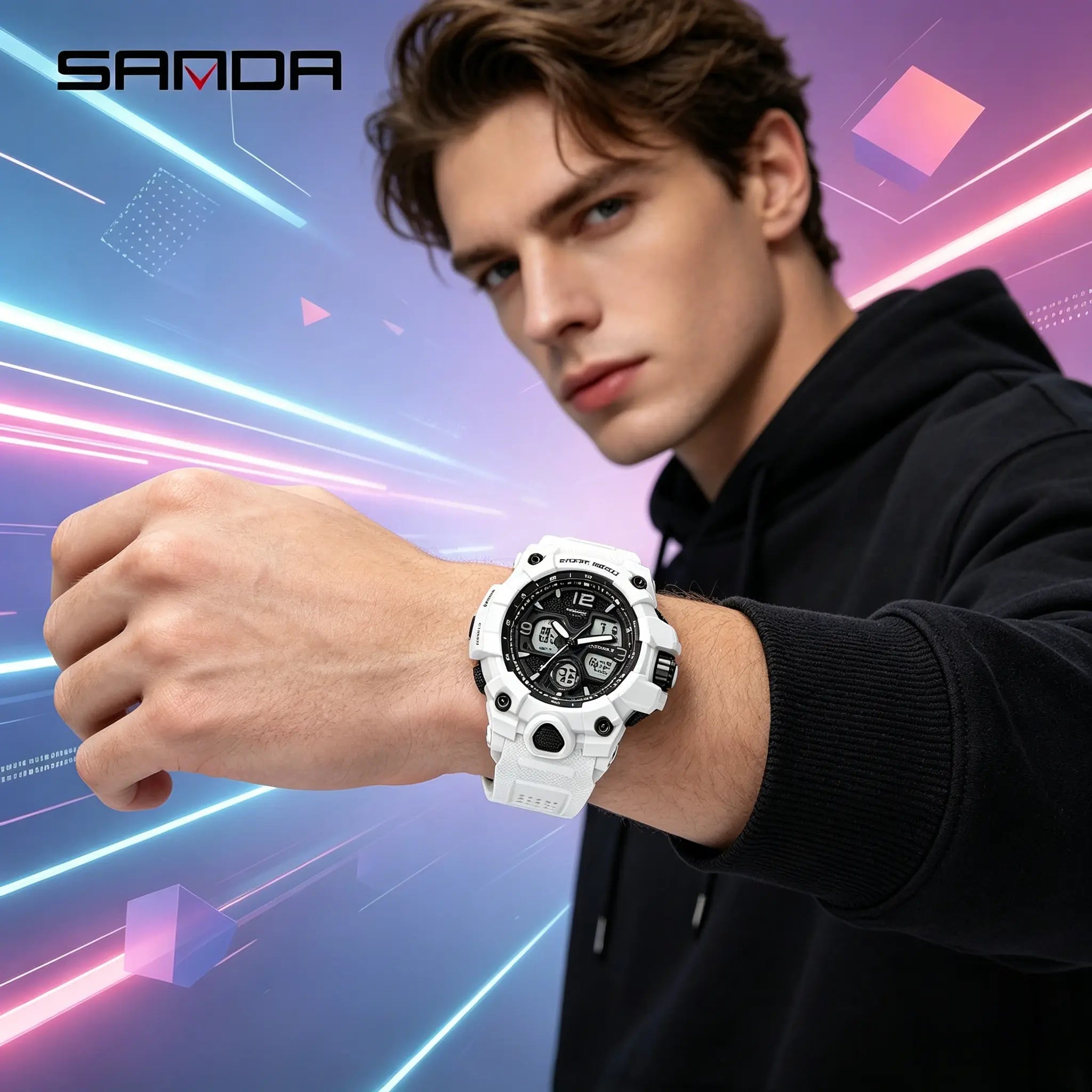 Men'S Sports Analog-Digital Watch, Waterproof Multifunctional Wristwatch with Luminous, Alarm, Calendar and Gift Box Outdoorfun Rose Gold Crystal Touch Screen
