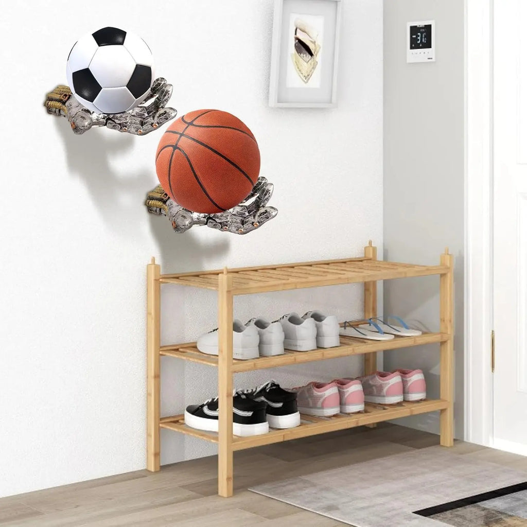 Basketball Holder, Hand Sculpture Ball Holder Wall Mount Art Decor Stand Basketball Storage Rack Organizer Display Case Man Cave for Football Soccer Gifts for Him Men Boys Gamers