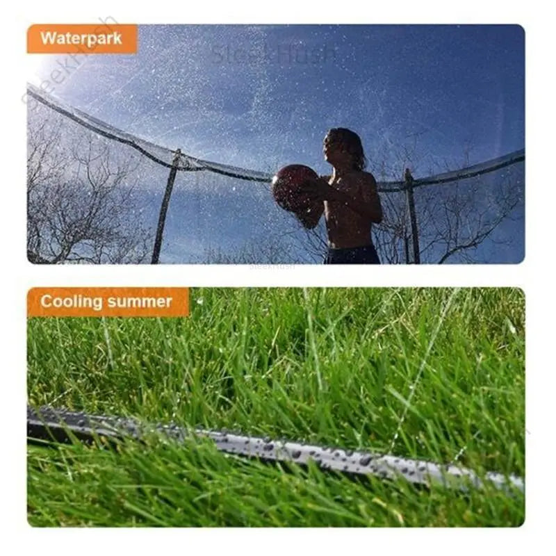 Trampoline Sprinkler Outdoor Water Play Accessory, Durable Water Spray Device for Kids Summer Fun, Efficient Garden Cooling Tool, Backyard Lawn Irrigation System, Outdoor Kids Stuff, Cool Outdoor Yard Stuff Kiddie Inflatable Kid Pool