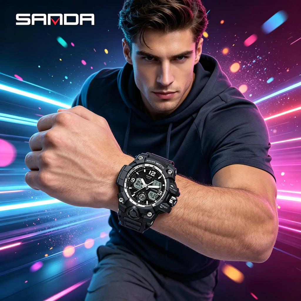 Men'S Sports Analog-Digital Watch, Waterproof Multifunctional Wristwatch with Luminous, Alarm, Calendar and Gift Box Outdoorfun Rose Gold Crystal Touch Screen