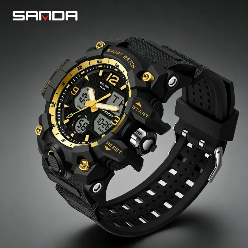 Men'S Sports Analog-Digital Watch, Waterproof Multifunctional Wristwatch with Luminous, Alarm, Calendar and Gift Box Outdoorfun Rose Gold Crystal Touch Screen